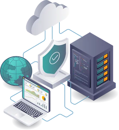 Globale Datenbankserver-Sicherheitsanalyse durch Programmierer  Illustration