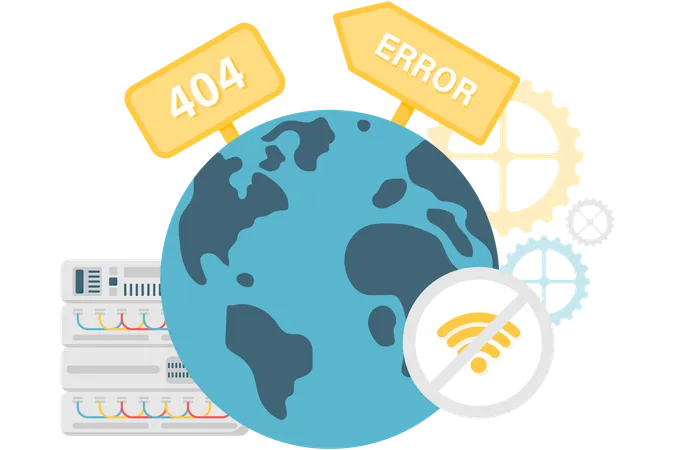 Globe and internet error  Illustration