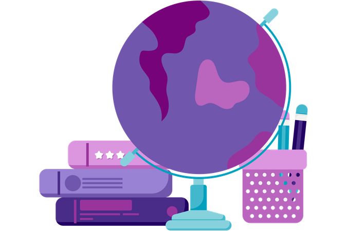 Globe and school supplies  Illustration