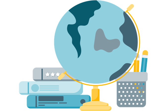 Globe and school supplies  Illustration