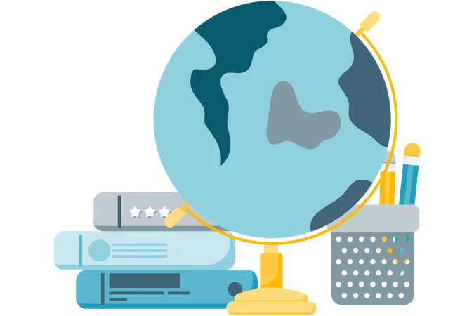 Globe and school supplies  Illustration