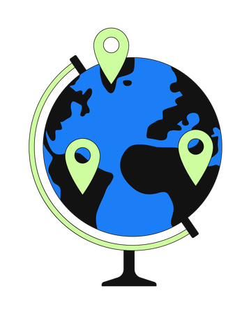 Globe map pins  Illustration