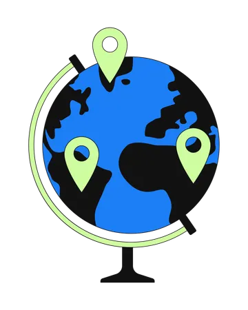 Globe map pins  Illustration