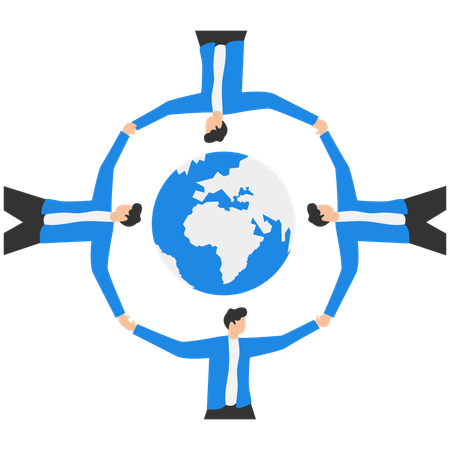 Globe terrestre entouré de gens d'affaires  Illustration