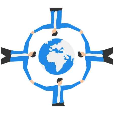 Globe terrestre entouré de gens d'affaires  Illustration