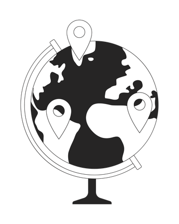 Globe with map pins  Illustration