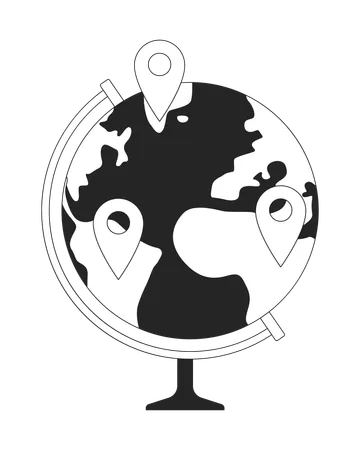 Globe with map pins  Illustration