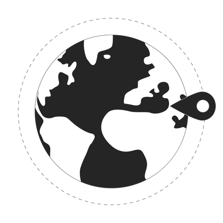 Globo terráqueo con pin de ubicación  Ilustración