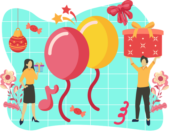 Globos de año nuevo  Ilustración