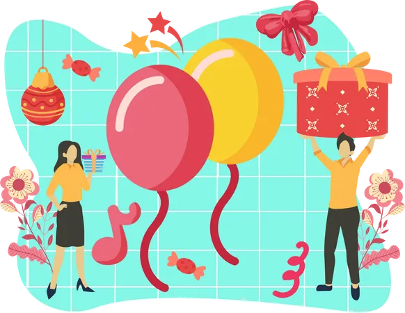 Globos de año nuevo  Ilustración