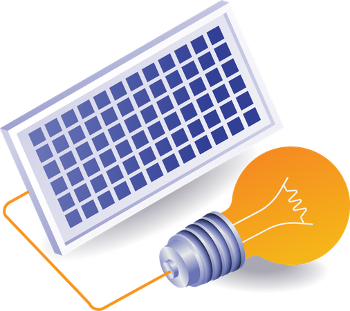 Glowing bulb using solar energy  Illustration