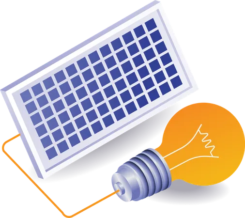 Glowing bulb using solar energy  Illustration