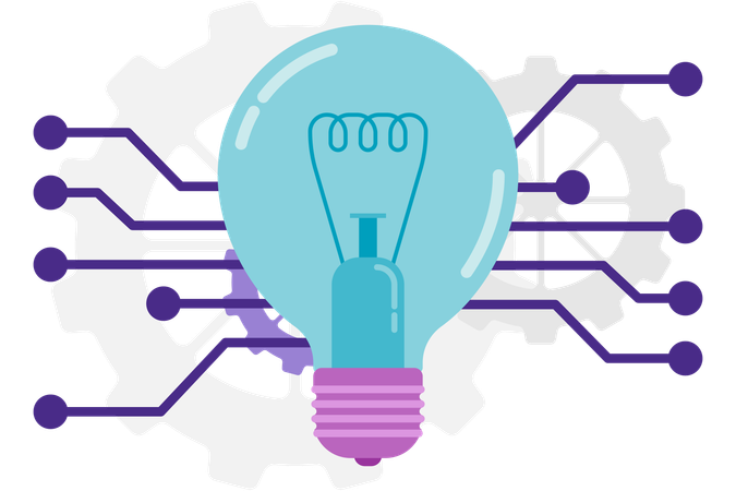 Glowing lightbulb with circuit lines  Illustration