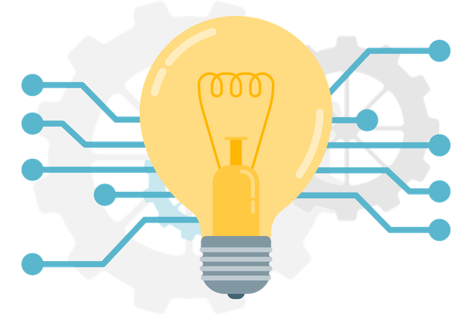 Glowing lightbulb with circuit lines  Illustration