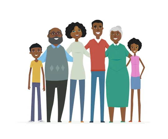Glückliche afrikanische Familie  Illustration