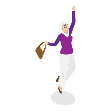 Glückliche alte Frau tanzt  Illustration