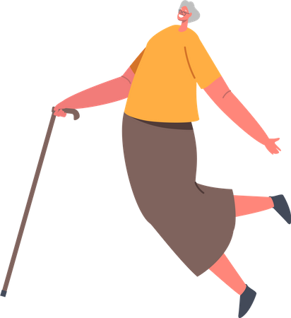 Glückliche ältere Frau tanzt  Illustration