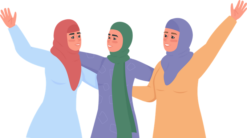 Glückliche arabische Frauen im Hijab  Illustration