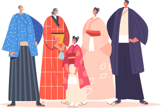 Glückliche asiatische Familie  Illustration