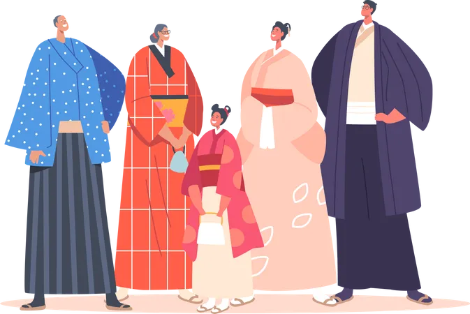 Glückliche asiatische Familie  Illustration