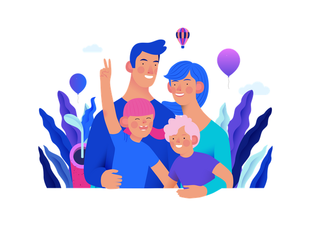 Glückliche Familie  Illustration