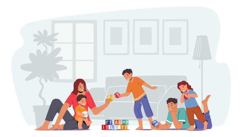 Glückliche Familie Freizeit  Illustration