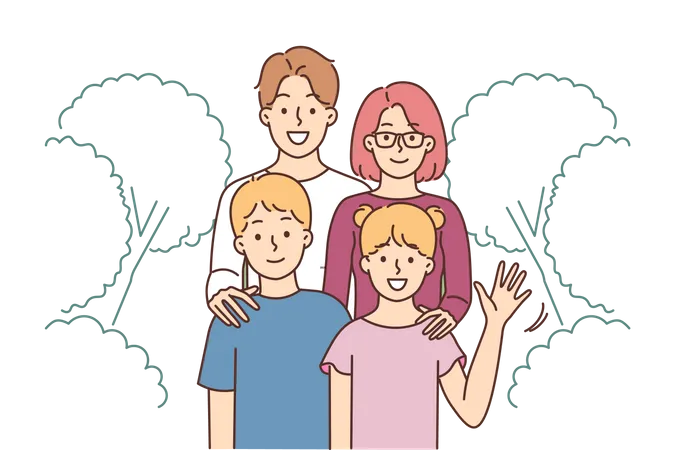 Glückliche Familie posiert für Foto  Illustration