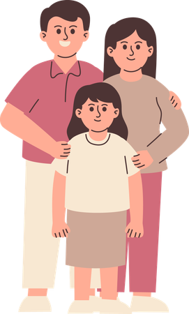 Glückliche Familie steht zusammen  Illustration