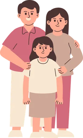 Glückliche Familie steht zusammen  Illustration