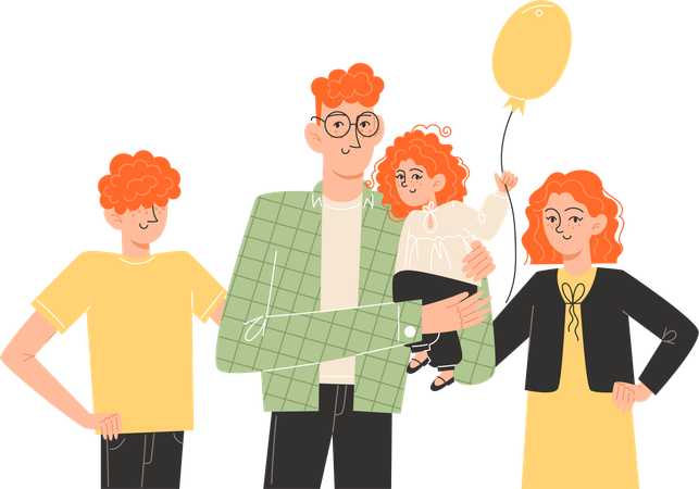 Glückliche Familie zusammen  Illustration