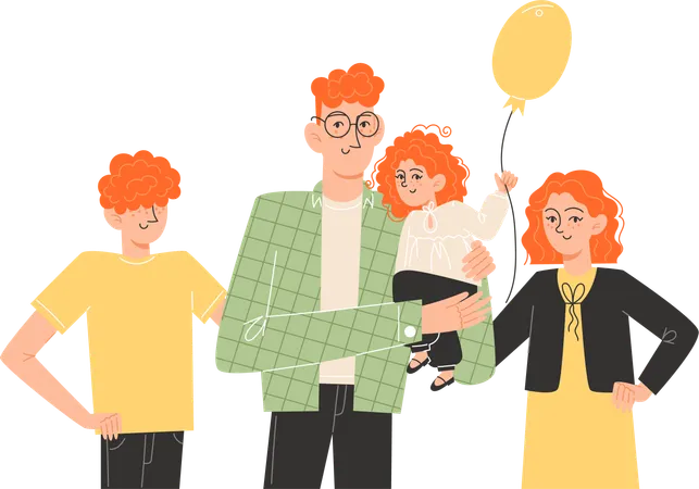 Glückliche Familie zusammen  Illustration