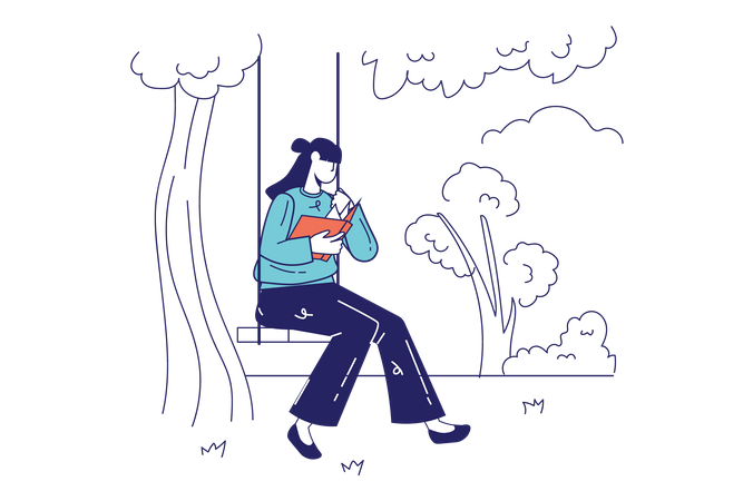 Glückliche Frau liest Buch  Illustration