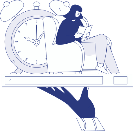 Glückliche Frau liest Buch  Illustration