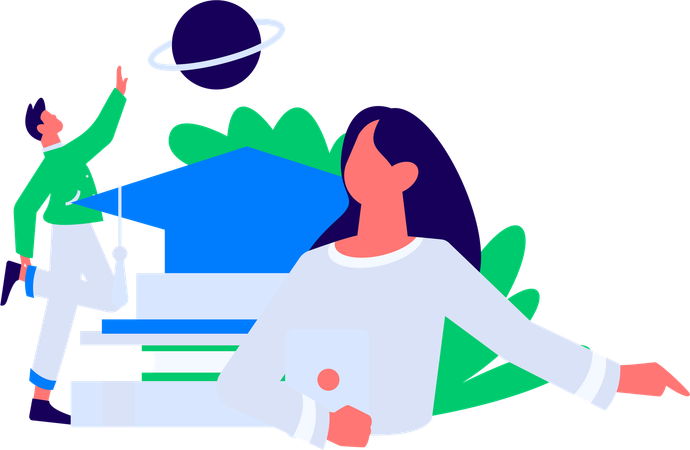 Glückliche Frau liest Buch  Illustration