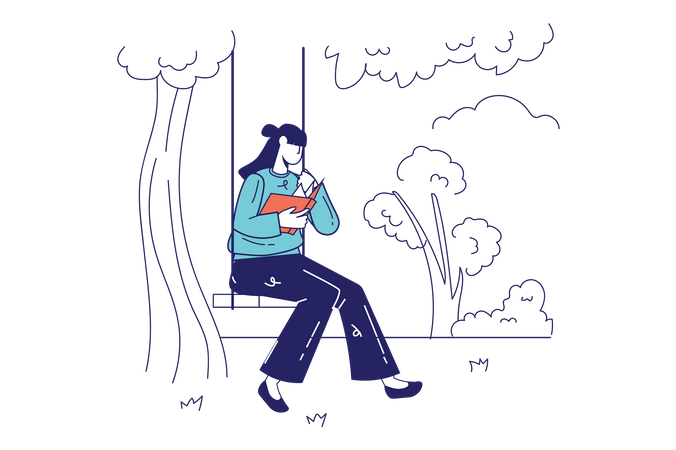 Glückliche Frau liest Buch  Illustration