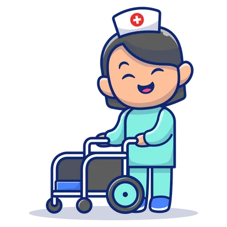 Glückliche Krankenschwester im Dienst während der Covid-Pandemie  Illustration