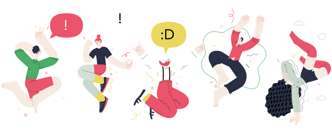 Glückliche Menschen springen in die Luft  Illustration