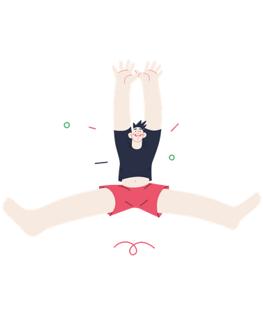 Glückliche Person springt in die Luft  Illustration