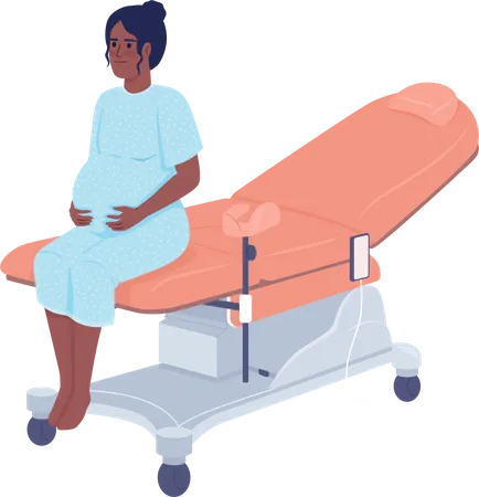 Glückliche schwangere Frau in der Frauenarztpraxis  Illustration