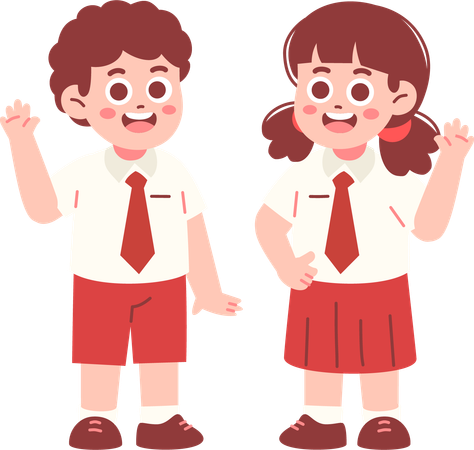 Glückliche Schüler sagen Hallo  Illustration