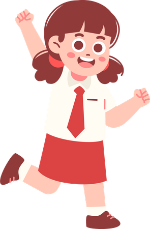 Glückliches Mädchen Student mit geballter Hand  Illustration