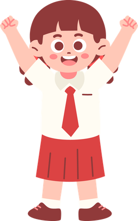 Glückliches Mädchen Student mit geballter Hand  Illustration