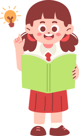 Glückliche Studentin mit Idee  Illustration