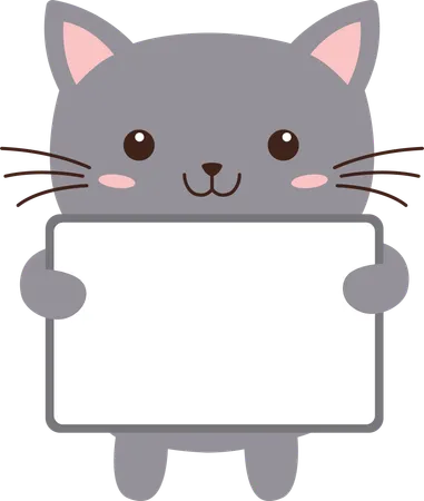 Glücklich Niedliche Katze Kätzchen Tier Cartoon Figur Mit Leerem  Illustration