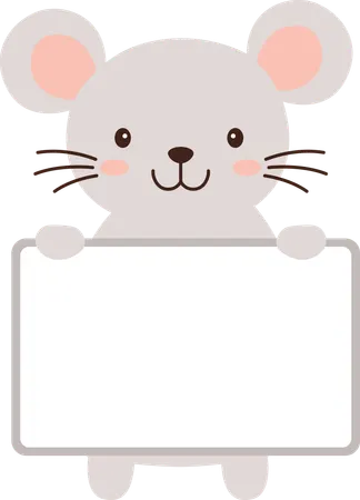 Glücklich Niedliche Maus Mäuse Tier Cartoon Figur Mit Leerem Whiteboard  Illustration