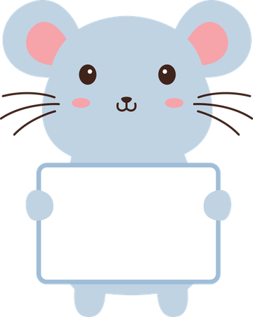 Glücklich Niedliche Maus Mäuse Tier Cartoon Figur Mit Leerem Whiteboard  Illustration