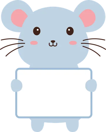 Glücklich Niedliche Maus Mäuse Tier Cartoon Figur Mit Leerem Whiteboard  Illustration
