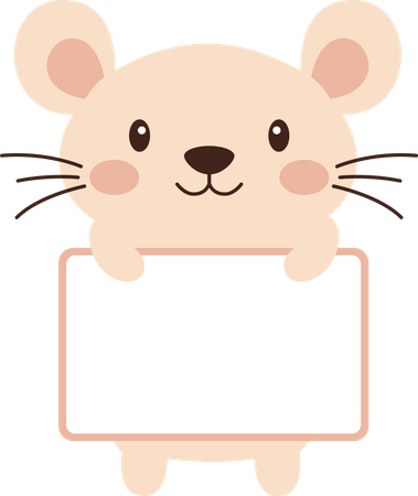 Glücklich Niedliche Maus Mäuse Tier Cartoon Figur Mit Leerem Whiteboard  Illustration