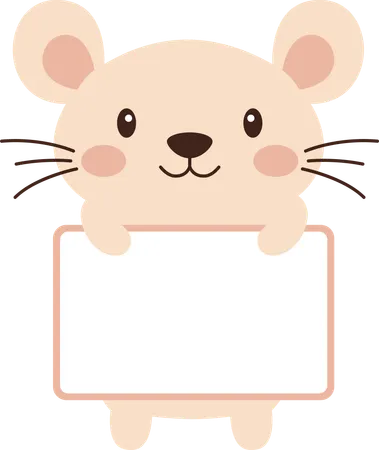 Glücklich Niedliche Maus Mäuse Tier Cartoon Figur Mit Leerem Whiteboard  Illustration