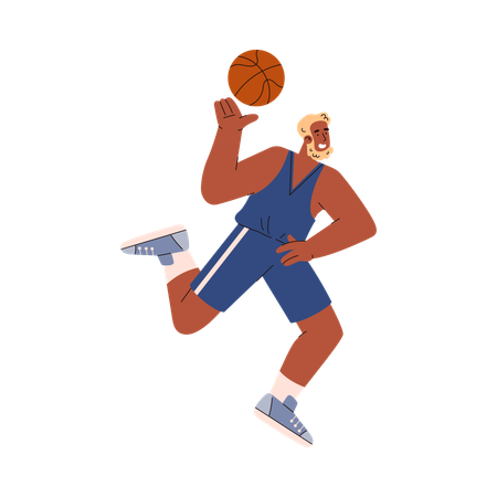 Glücklicher bärtiger Mann Basketballspieler  Illustration